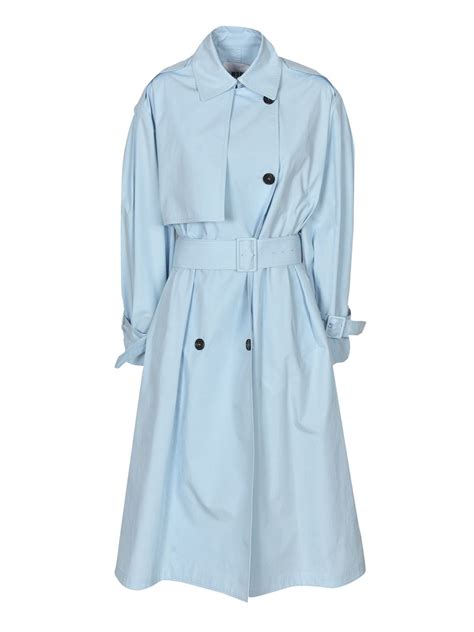 Trench Coats Msgm Double Breasted Trench Coat In Light Blue 3041mdc0521710485