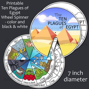 Ten Plagues Of Egypt Wheel Spinner And Descriptive Flash Cards Printable