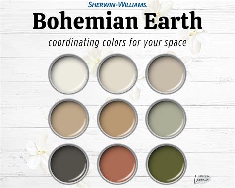 Sherwin Williams Boho Paint Color Palette Bohemian Earth Color Scheme