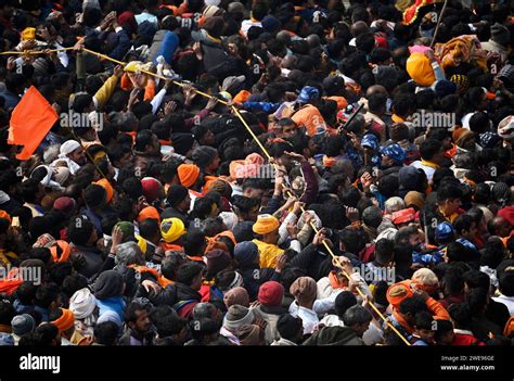 AYODHYA INDIA JANUARY 23 Thousands Of Devotees Gathered For Darshan