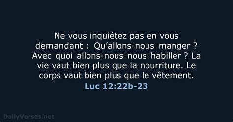 13 Mai 2023 Verset Biblique Du Jour BDS Luc 12 22b 23