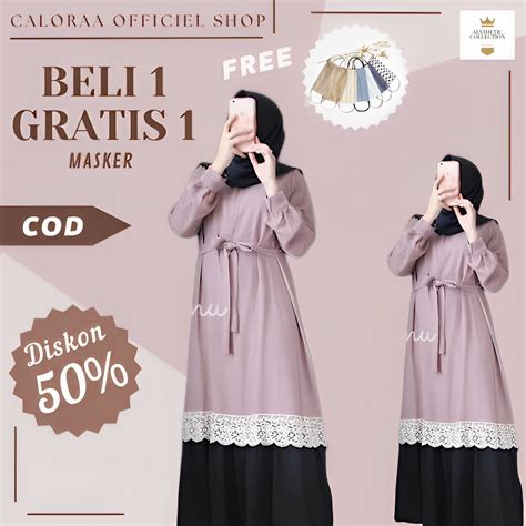 Jual Maroco Dress Dres Gamis Terbaru Lebaran Wanita Import Mewah