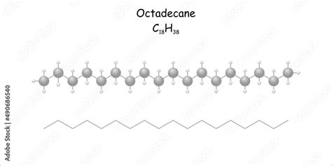 Stylized Molecule Model Structural Formula Of Octadecane Stock Vector