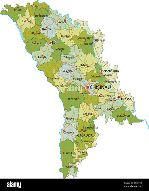 Highly Detailed Editable Political Map With Separated Layers Moldova