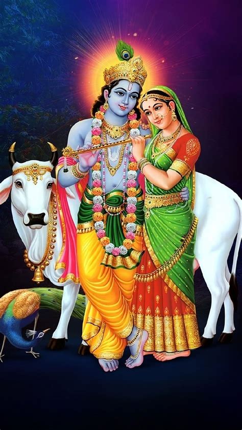 Radhe Krishna, Cow Background, lord, god, HD phone wallpaper | Peakpx