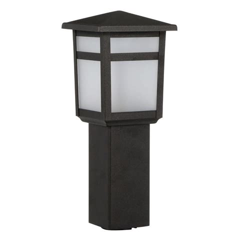 Hampton Bay Low Voltage Black Square LED Outdoor Bollard Path Light