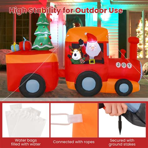 Best Buy Costway Ft Christmas Inflatable Santa Train Decoration With