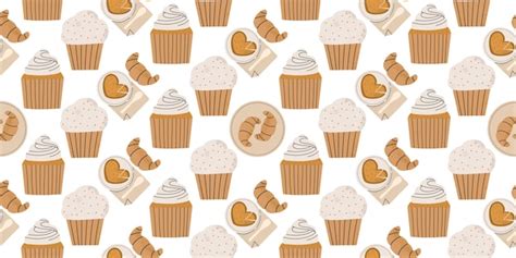 Premium Vector Bakery Seamless Pattern Sweet Food Vector Illustration