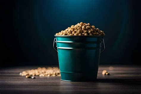 A Bucket Full Of Soybeans On A Dark Table AI Generated 33390134 Stock