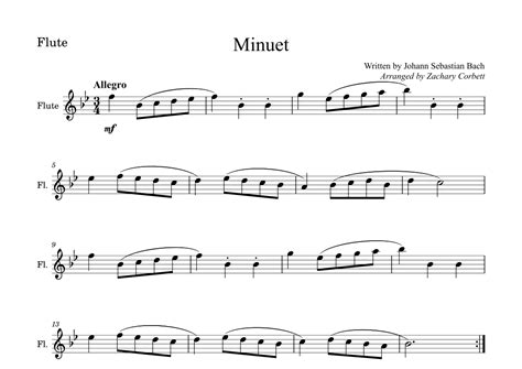 Minuet Arr Zachary Corbett By Johann Sebastian Bach Sheet Music For