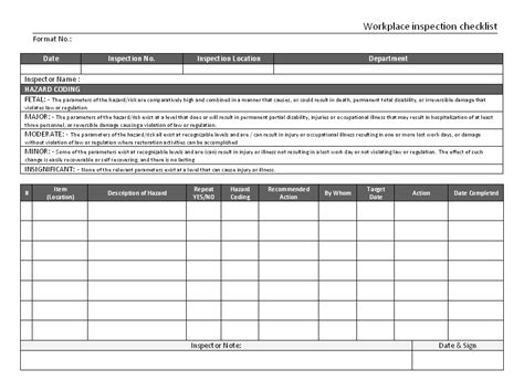 Workplace Inspection Form