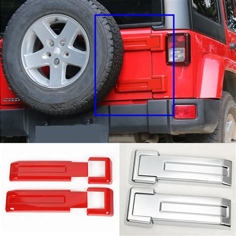 Pair Abs Red Chrome Blue Abs Car Tailgate Hinge Cover Frame Trim For Jeep Wrangler 2008 2016