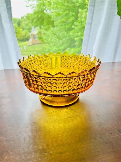 Antique Victorian 1880s Early American Pressed Glass Amber 7” Scalloped Serving Ebay