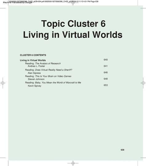 Topic Cluster Living In Virtual Worlds Topic Cluster Living