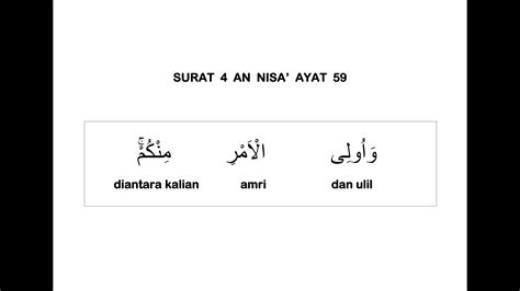 004 Surat An Nisa Ayat 59 Dan Terjemahan Per Kata Youtube