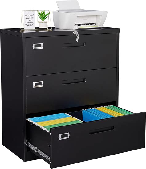 Buy Fesbos Lateral File Cabinet With Lock 3 Drawer Large Metal Filing Cabinethome Office