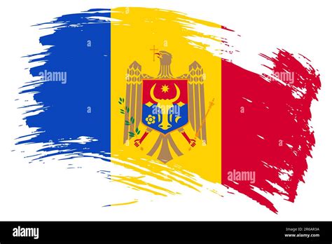 Moldova Brush Stroke Flag Vector Background Hand Drawn Grunge Style