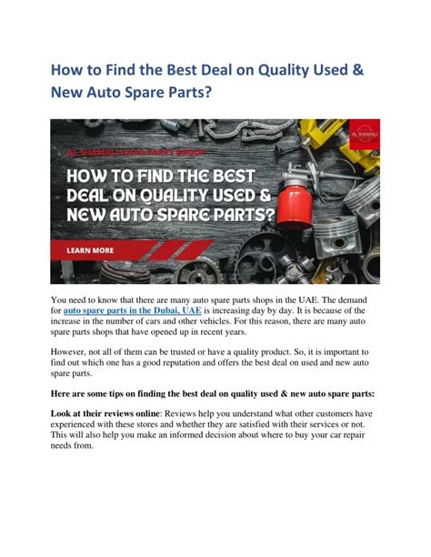 Ppt How To Find The Best Deal On Quality Used And New Auto Spare Parts