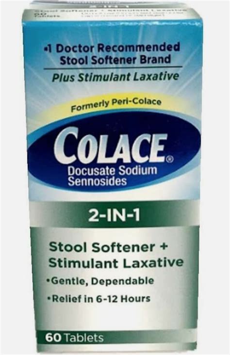 Colace Docusate Sodium In Stool Softener Stimulant Laxative Tabs