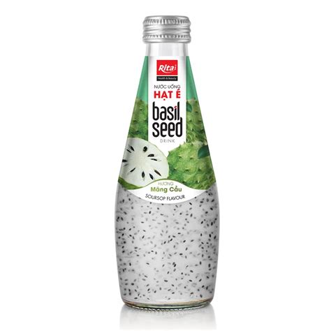 Soursop Flavor Basil Seed Drink 290ml Glass Bottle Beverage Manufacturer