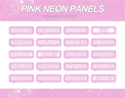 Pink Neon Twitch Panels Etsy