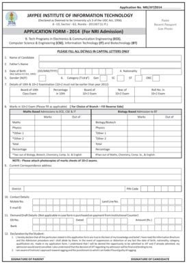 Fillable Online Jiit Ac NRI Appl Form 2014 JIIT Cdr Jaypee Institute