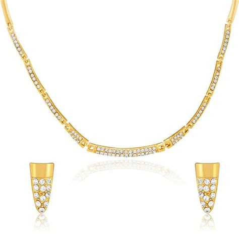 Mahi Women Gold Plated Brass Alloy Jewellery Set White Jiomart