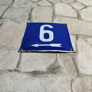 Address Sign for House, Door Number 6, Vintage Enamel House Number ...