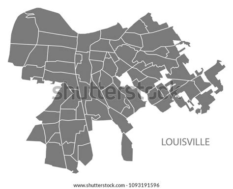 Louisville Kentucky City Map Neighborhoods Grey Stock Vector (Royalty ...