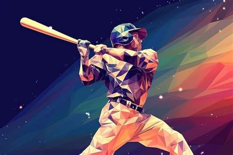 Premium AI Image Baseball Player In A Warp Galaxy Energy Low Poly