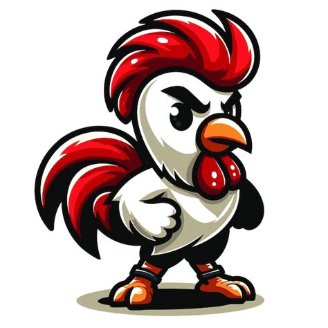 Ilustración vectorial de la mascota de dibujos animados del gallo