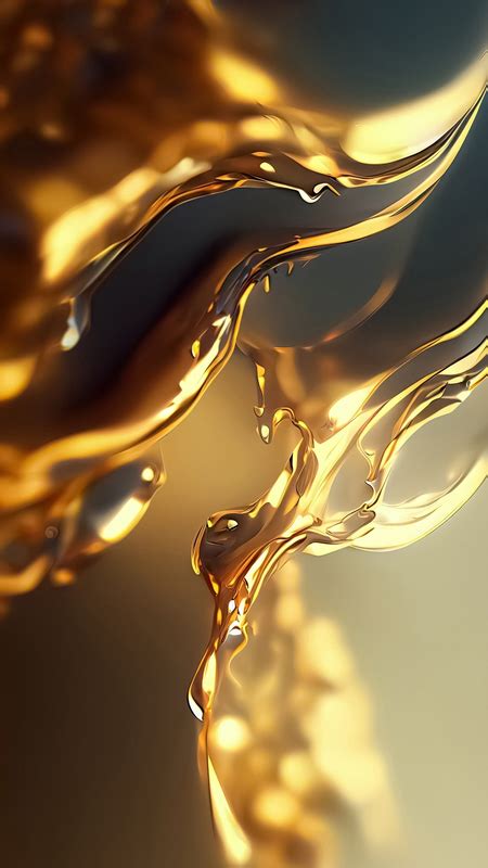 Golden Art Fluid Wallpaper - Abstract Water Droplets Design