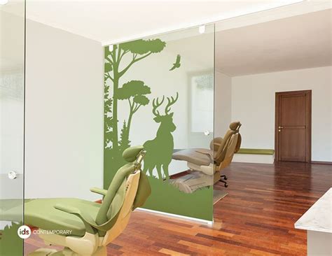 Woodland Themed Glass Wall Divider | Pediatric office decor, Clinic ...