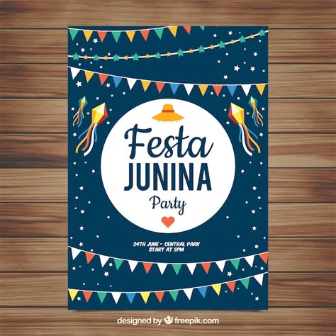 Convite De Cartaz Festa Junina Galhardetes Coloridos Vetor Gr Tis