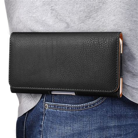 Executive Large Horizontal Leather Pouch Belt Clip Phone Case