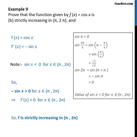 Example 9 Prove That F X Cos X Is A Strictly Decreasing