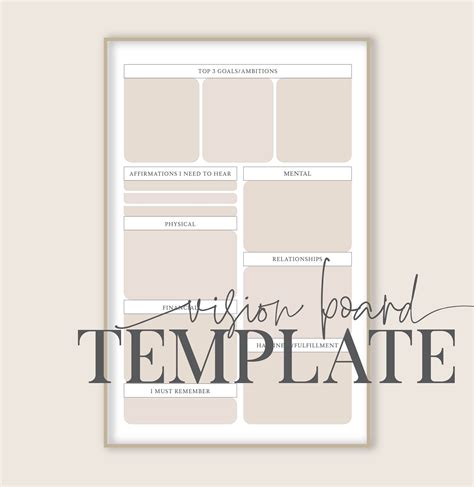 Minimalist Printable Vision Board Template Diy Manifestation Board Etsy