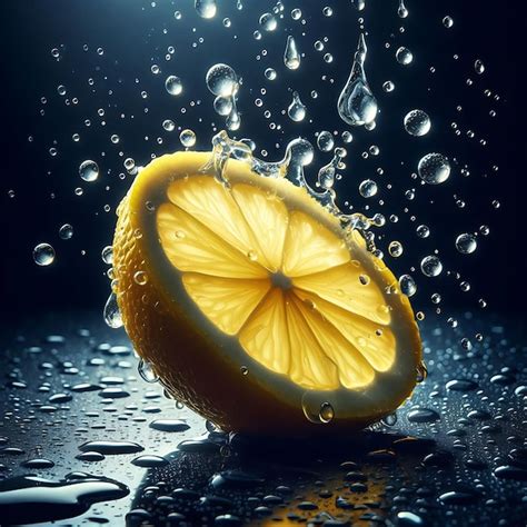 Premium Photo A Slice Of Lemon With Water Splash