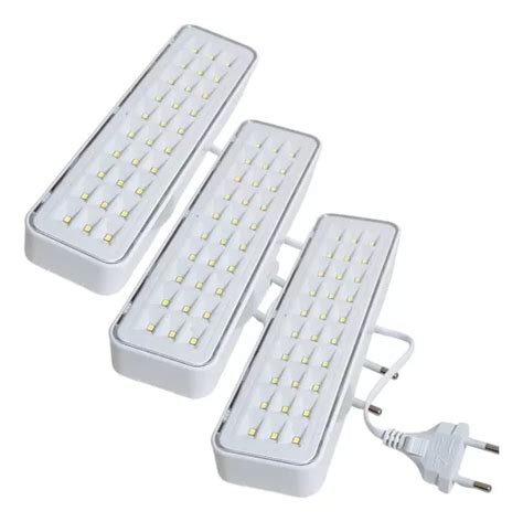 Kit 3 Luminárias de Emergência Elgin 30 LEDs Bivolt