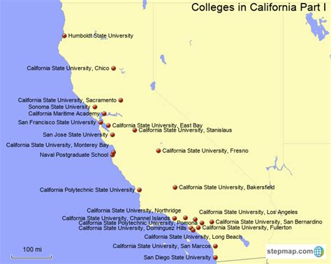 StepMap - Colleges in California, Part I - Landkarte für USA