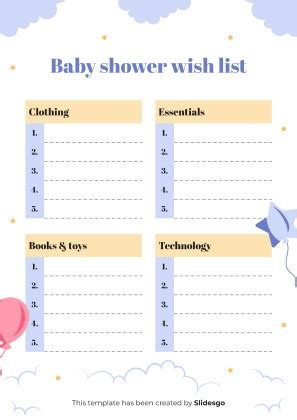 Lista De Regalos Para Baby Shower Google Slides Y PPT