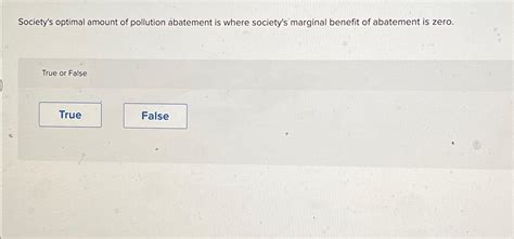 Solved Society S Optimal Amount Of Pollution Abatement Is Chegg