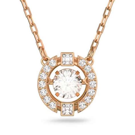 Smykke Swarovski Sparkling Dance Round Necklace White Rose Gold Tone