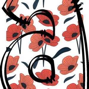 Poppy Alphabet Doodle Poppies Font Letters Floral Numbers Png Flowers