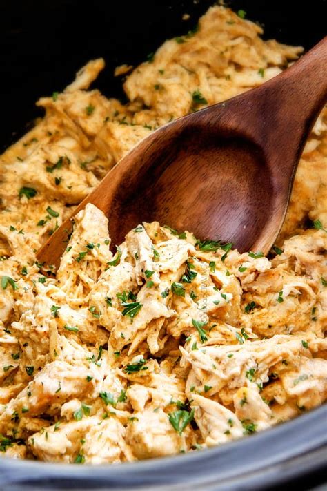 easy Slow Cooker Fiesta Ranch Cream Cheese Chicken - Carlsbad Cravings