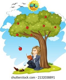 Sir Isaac Newton Sitting Down Under Stock Vector Royalty Free