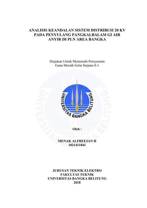 PDF ANALISIS KEANDALAN SISTEM DISTRIBUSI 20 KV PADA Repository Ubb