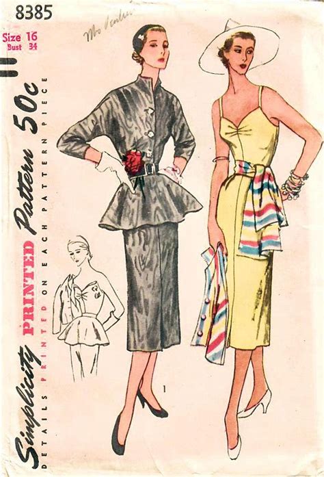 1950s Simplicity 8385 Uncut Vintage Sewing Pattern Misses Etsy