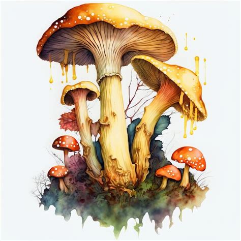 Premium Photo Mushroom Illustration Watercolor Style