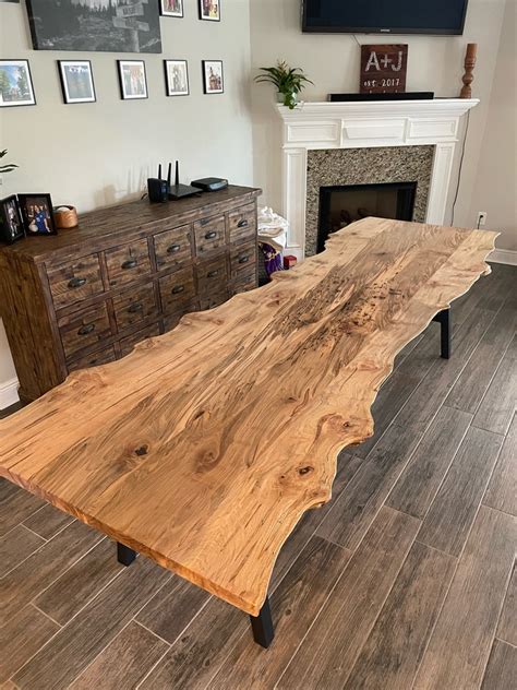 Live Edge Wormy Maple Dining Tables Custom Made Beautiful Etsy